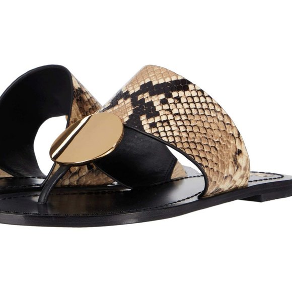 NWT Tory Burch® Patos Snakeskin-Embossed Leather Thong Sandals - Picture 2 of 10